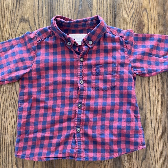 Burberry Other - Plaid button down long sleeve red and navy